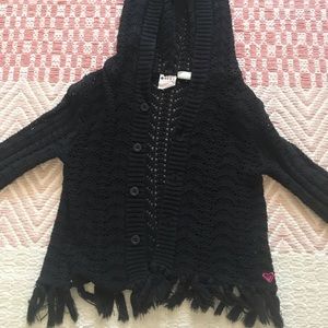 Girls Black Roxy jacket/sweater, Size Medium
